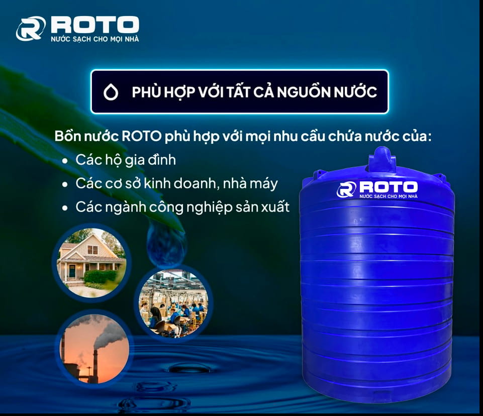 Bồn nước nhựa 10000 lít - Phù hợp với tất cả nguồn nước Bồn nước nhựa 10000 lít - Phù hợp với tất cả nguồn nước