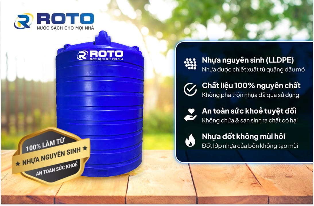 Bồn nước nhựa 10000 lít - Nguyên liệu 100% từ Nhựa nguyên sinh cao cấp, an toàn tuyệt đối cho sức khoẻ Bồn nước nhựa 10000 lít - Nguyên liệu 100% từ Nhựa nguyên sinh cao cấp, an toàn tuyệt đối cho sức khoẻ