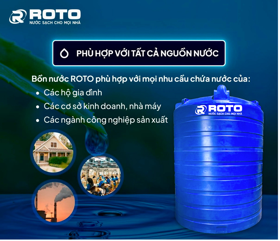 Bồn nước nhựa 10000 lít - Phù hợp với tất cả nguồn nước Bồn nước nhựa 10000 lít - Phù hợp với tất cả nguồn nước