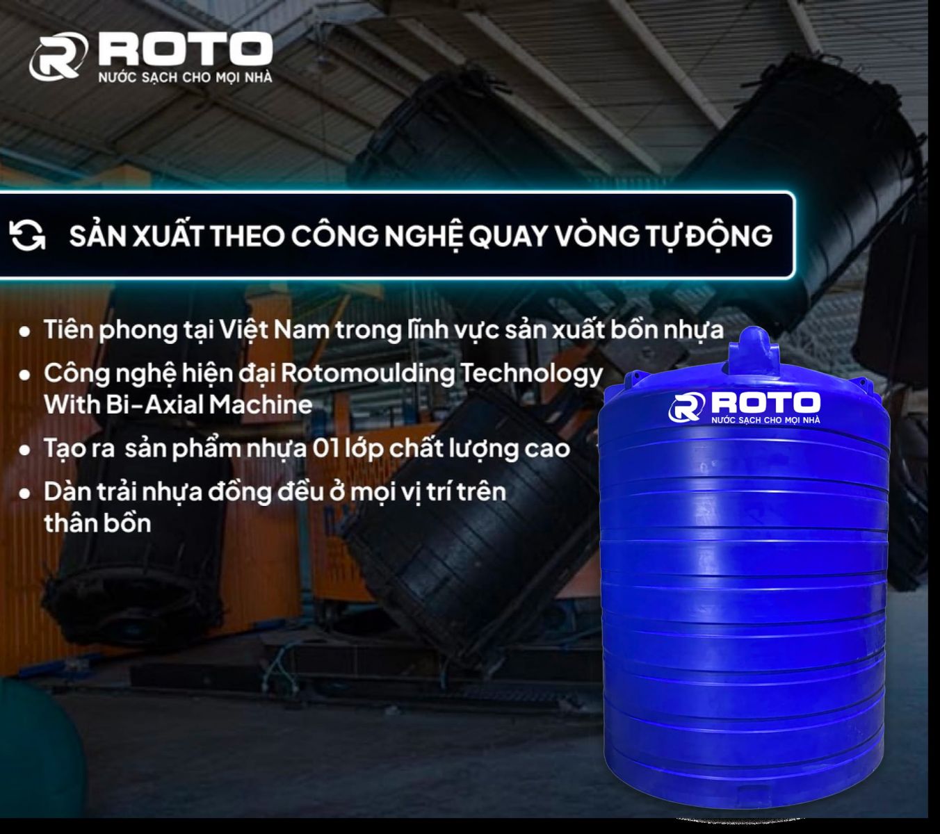 Bồn nước nhựa 10000 lít - Công nghệ quay vòng tự động Bồn nước nhựa 10000 lít - Công nghệ quay vòng tự động