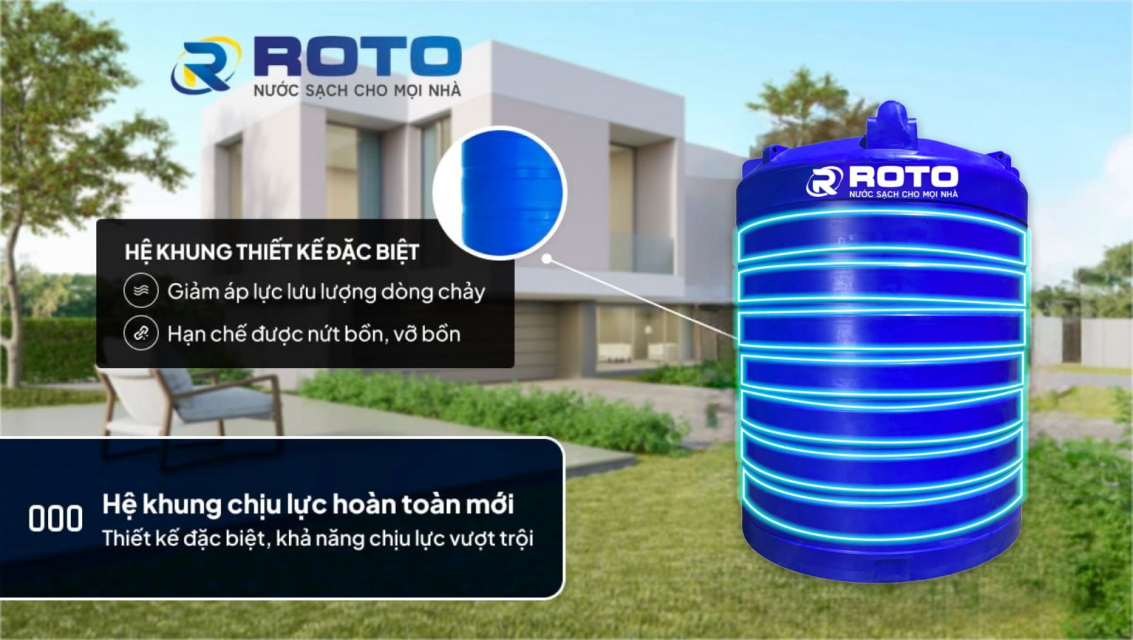 Bồn nước nhựa 10000 lít - Hệ khung thiết kế đặc biệt tăng khả năng chịu lực vượt trội Bồn nước nhựa 10000 lít - Hệ khung thiết kế đặc biệt tăng khả năng chịu lực vượt trội