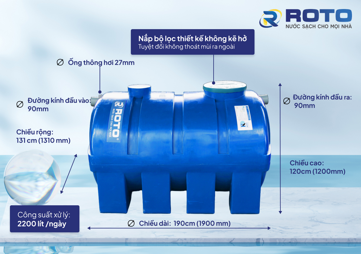 Bồn tự hoại 2200 lít loại nằm - Tổng quan sản phẩm